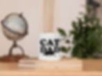 Cat Dad mug with black lettering and cat graphic