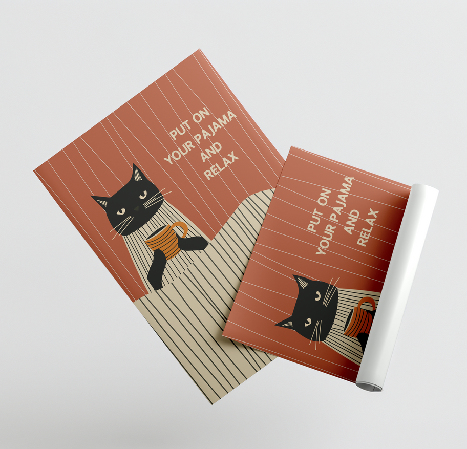 Purrfectly Relaxed | Premium Art Print | Rolled Art