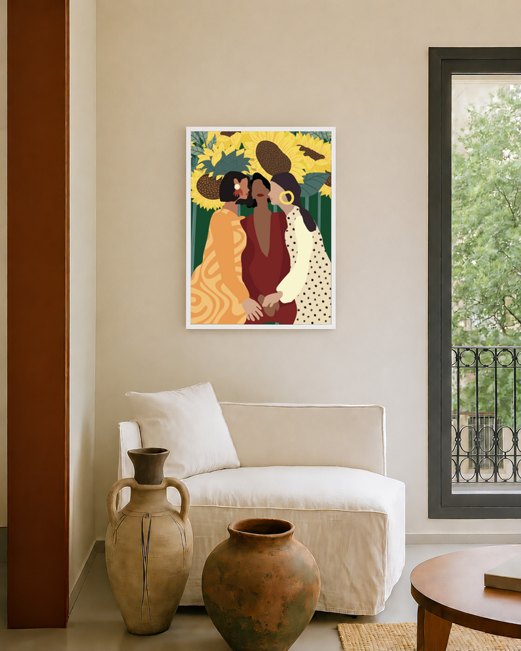 Golden Company | Premium Art Print | White Frame