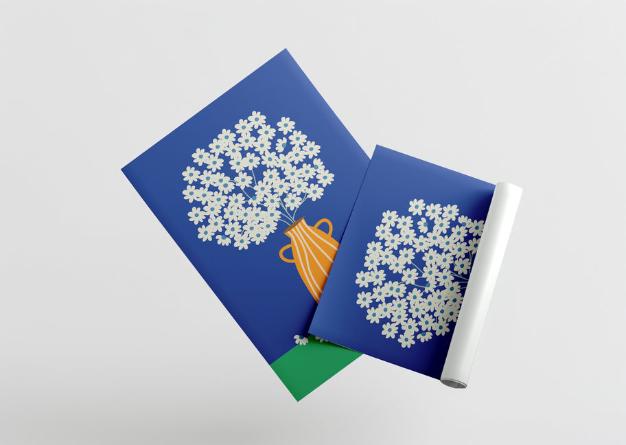 Blue Bloom Still Life | Premium Art Print | Rolled Poster