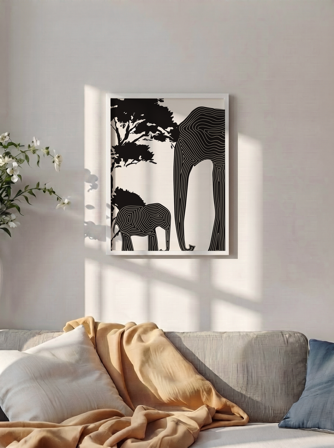 Gentle Giants | Premium Art Print | White Frame
