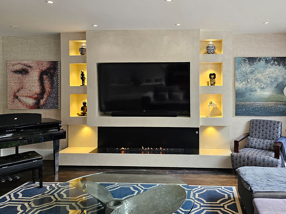 Luxury Media Wall with Bioethanol Fire in South West London