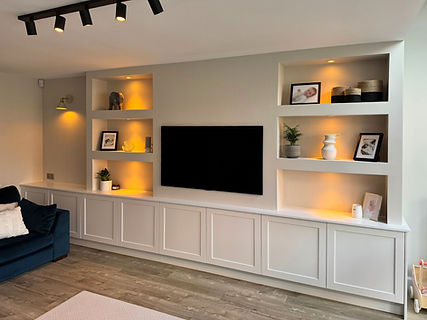 Elegant Shaker Storage Media Wall Installation in West Sussex with Philips Hue Lighting