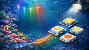 illustration of advanced LED aquatic lighting applied to coral reef ecosystems