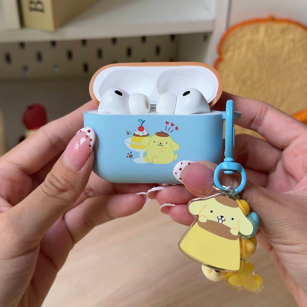 AirPods pompompurin sanrio case เคส ซานริโอ้ ปอมปอมปุริน แอร์พอด ลิขสิทธิ์แท้ Accessories สี ฟ้า น้ำตาล Keyring พวงกุญแจ ลาย น่ารัก