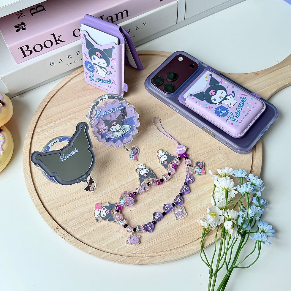 ใช้คู่เคส sanrio case kuromi ซานริโอ้ คุโรมิ ของแท้ โทรศัพท์ มือถือ ลิขสิทธิ์แท้ สีม่วง ดำ baku บาคุ phone accessories magsafe griptok wallet stand charm ที่แปะมือถือ กริ๊บต๊อก ที่ใส่บัตร เคสใส่บัตร card holder ตั้งได้ สายห้อยมือถือ ลายน่ารัก กันกระแทก