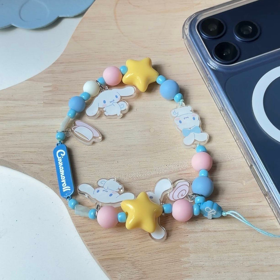 Phone Charm Cinnamoroll sanrio  case ซานริโอ้ ซินนามอลโรล โทรศัพท์ มือถือ ไอโฟน iphone ลิขสิทธิ์แท้  Accessories สี ฟ้า ลาย น่ารัก สายห้อย คล้องมือ