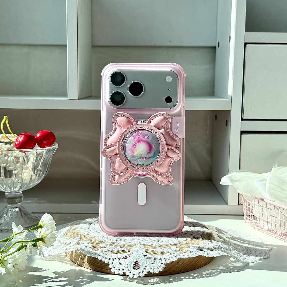 griptok phone accessories ใช้คู่เคส disney princess iphone samsung case ไอโฟน ซัมซุง เจ้าหญิง ดิสนีย์ โบว์ ที่แปะมือถือ กริ๊บต๊อก จับมือถือ โทรศัพท์ ariel แอเรียล สีชมพู the little mermaid