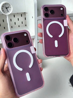 เคส iphone 18 pro max burgundy case ไอโฟน โปร แม็ก แดง เบอร์กันดี้ เคสใส แมตต์ clear matte สี pink ชมพู กันกระแทก พร้อมส่ง