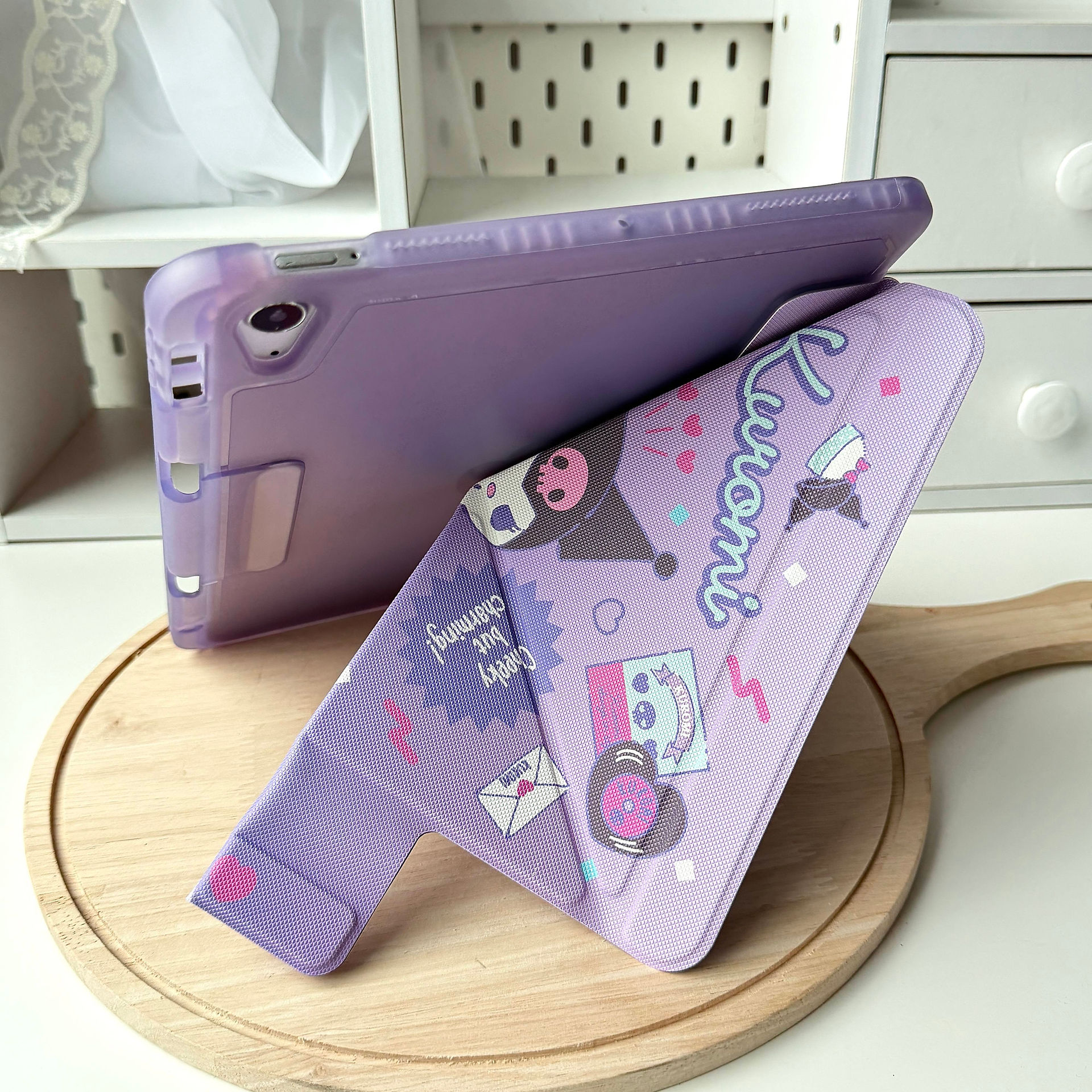 เคส sanrio ipad case kuromi ซานริโอ้ คุโรมิ ของแท้ ไอแพด air 5 ลิขสิทธิ์แท้ สีม่วง ดำ baku บาคุ แถมปลอกปากกา กันกระแทก กันงอ ลายน่ารัก