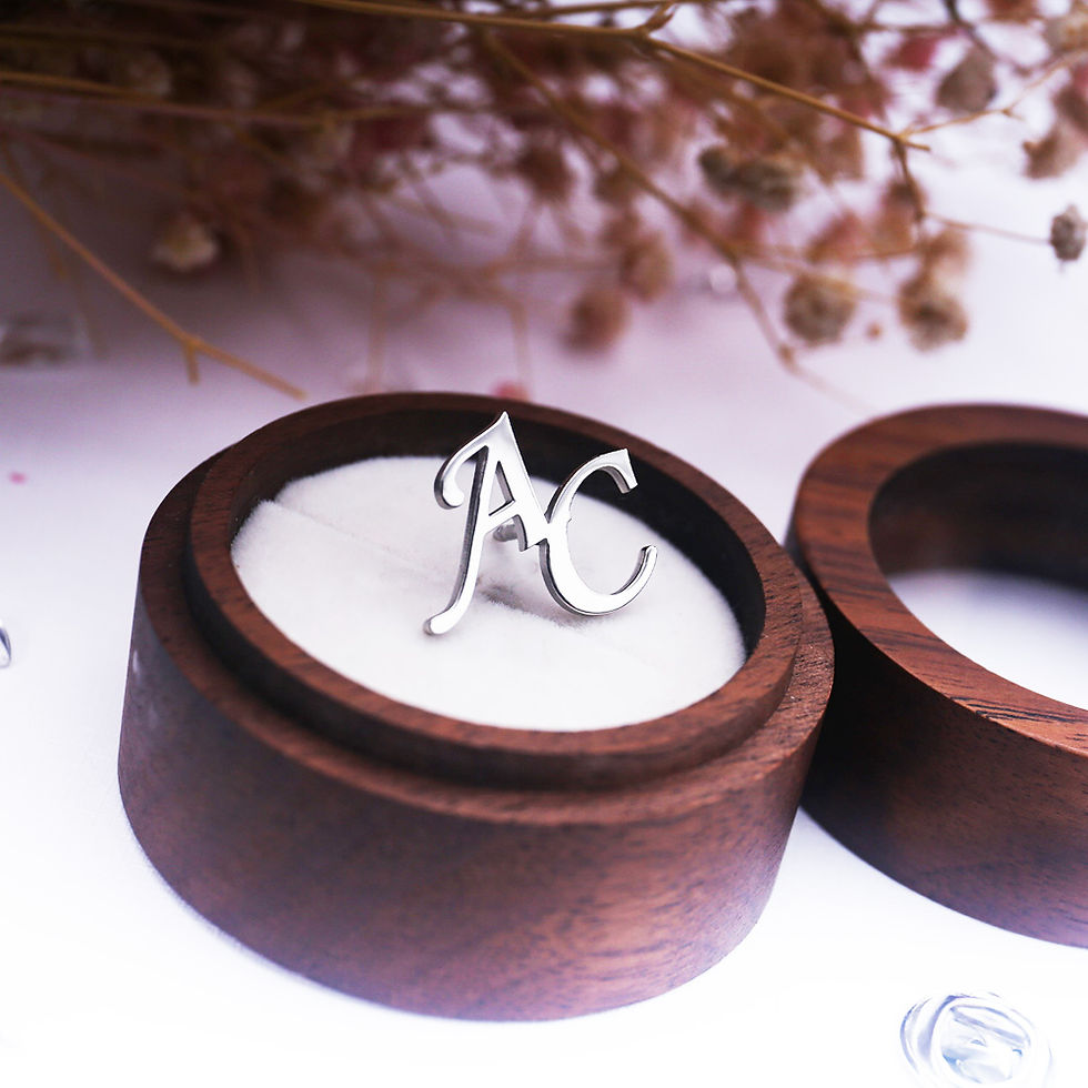 Miniature : Broche Pin Élégante en Acier Inoxydable avec Boîte en Bois Ronde – Or ou Argent