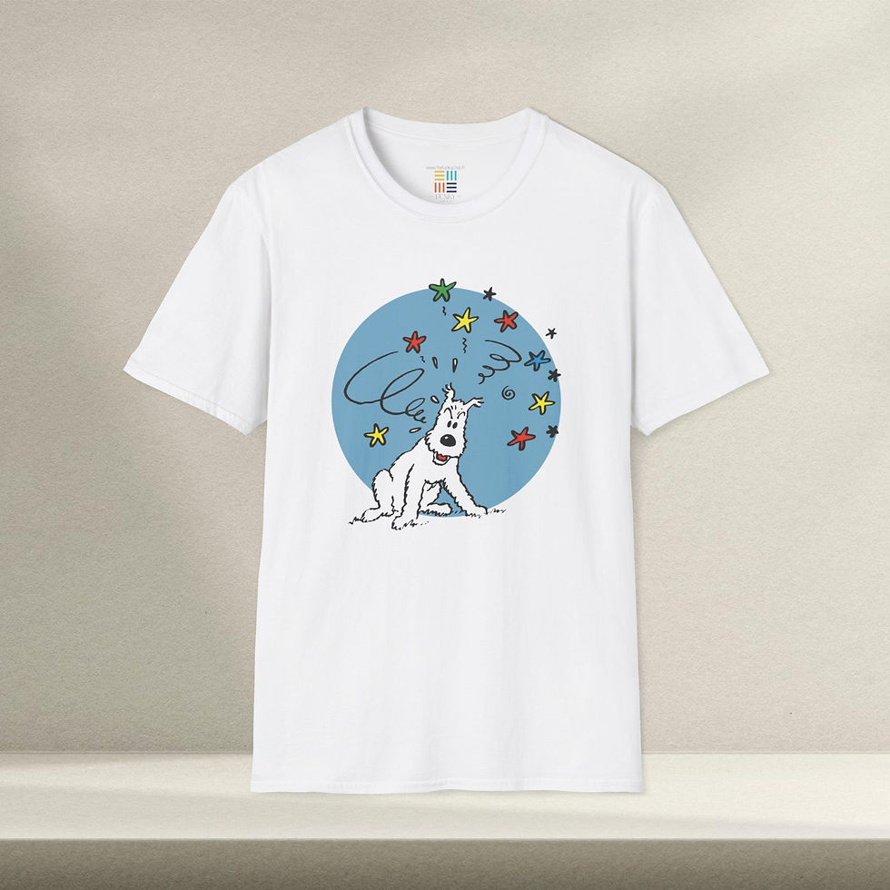 T-shirt minimaliste Milou, au chien blanc de Tintin, fabriqué en 100% coton, unisexe et confortable.