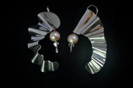 Shrimp
2.25"x1.25"x.50"
jewelry, earrings
silver, pearls
$200.