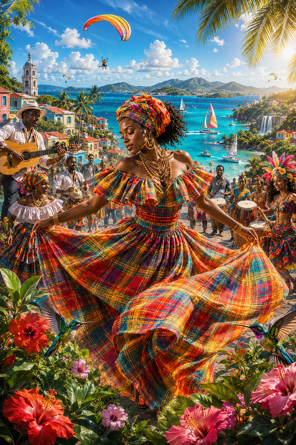 CRÉATION-SUR-MESURE-LES-CARAÏBES-Avec-Woulé-Gwada-savourez-les-Caraïbes-danse-madras-musiq