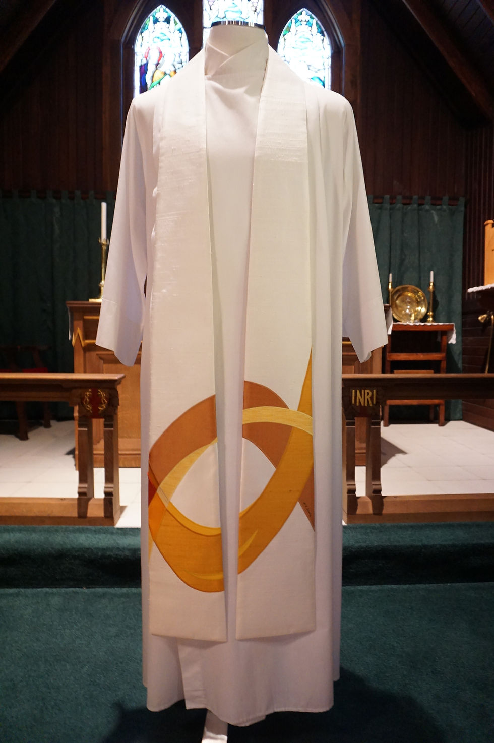 Thumbnail: En Christo - WHITE Clergy Stole for Christmas, Easter, Communion