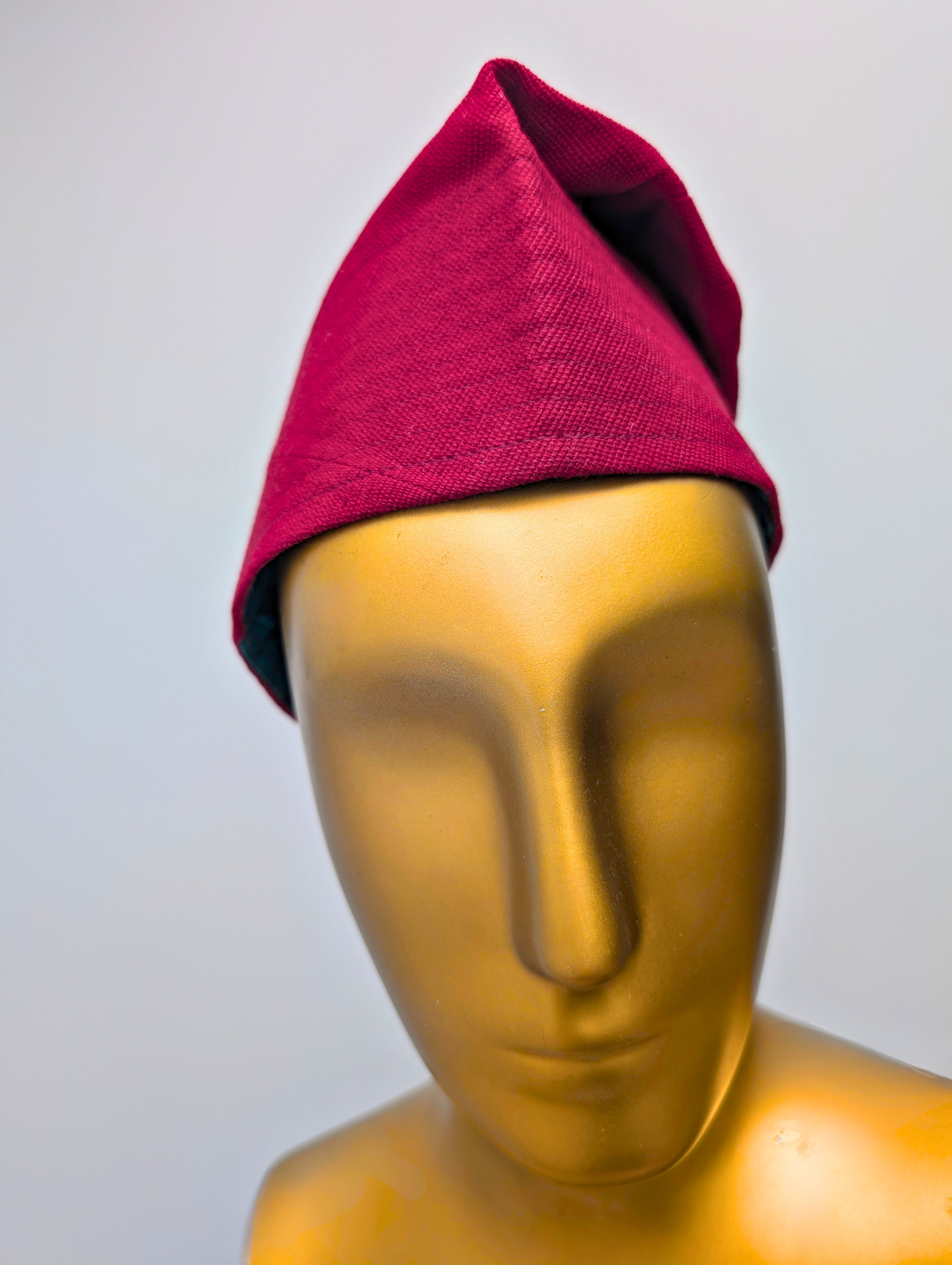 Burgundy traditional aso oke cap fila