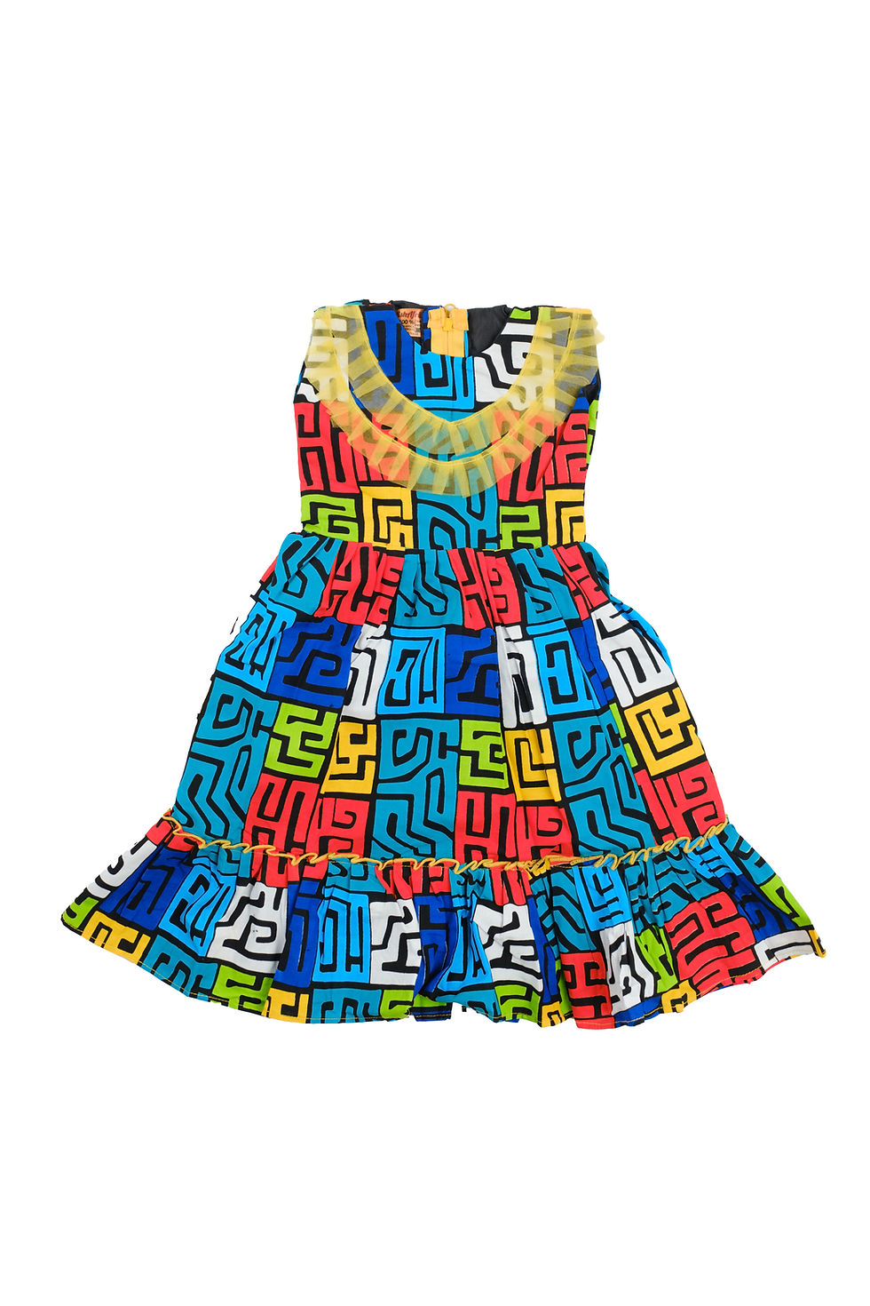 Thumbnail: Girls African dress in vibrant colours front view