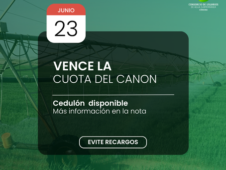 Vencimiento del Canon de Agua 