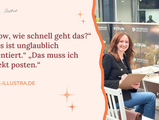 Live Fashion Illustration in exklusiver Influencer Lounge beim Fashion Event Kunst trifft Fashion im Fashion Outlet Zweibrücken