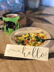 Scrambled Eggs with spinach, and bell pe