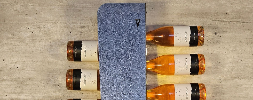 Close up on modern FOLD powder-coated wine rack