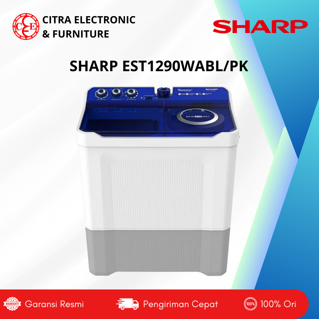 MESIN CUCI DUA TABUNG SHARP EST1290WABL/PK