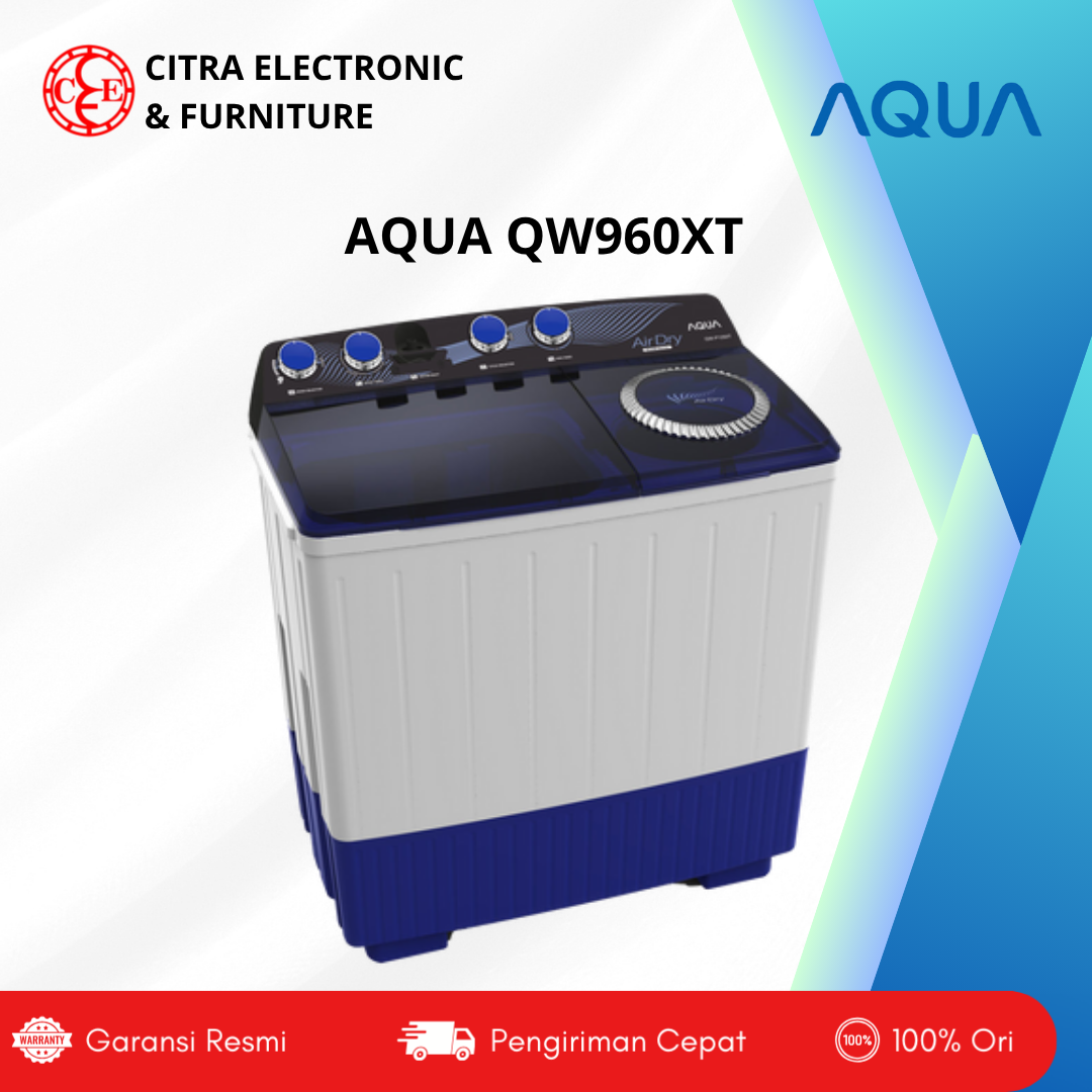 MESIN CUCI DUA TABUNG AQUA QW960XT