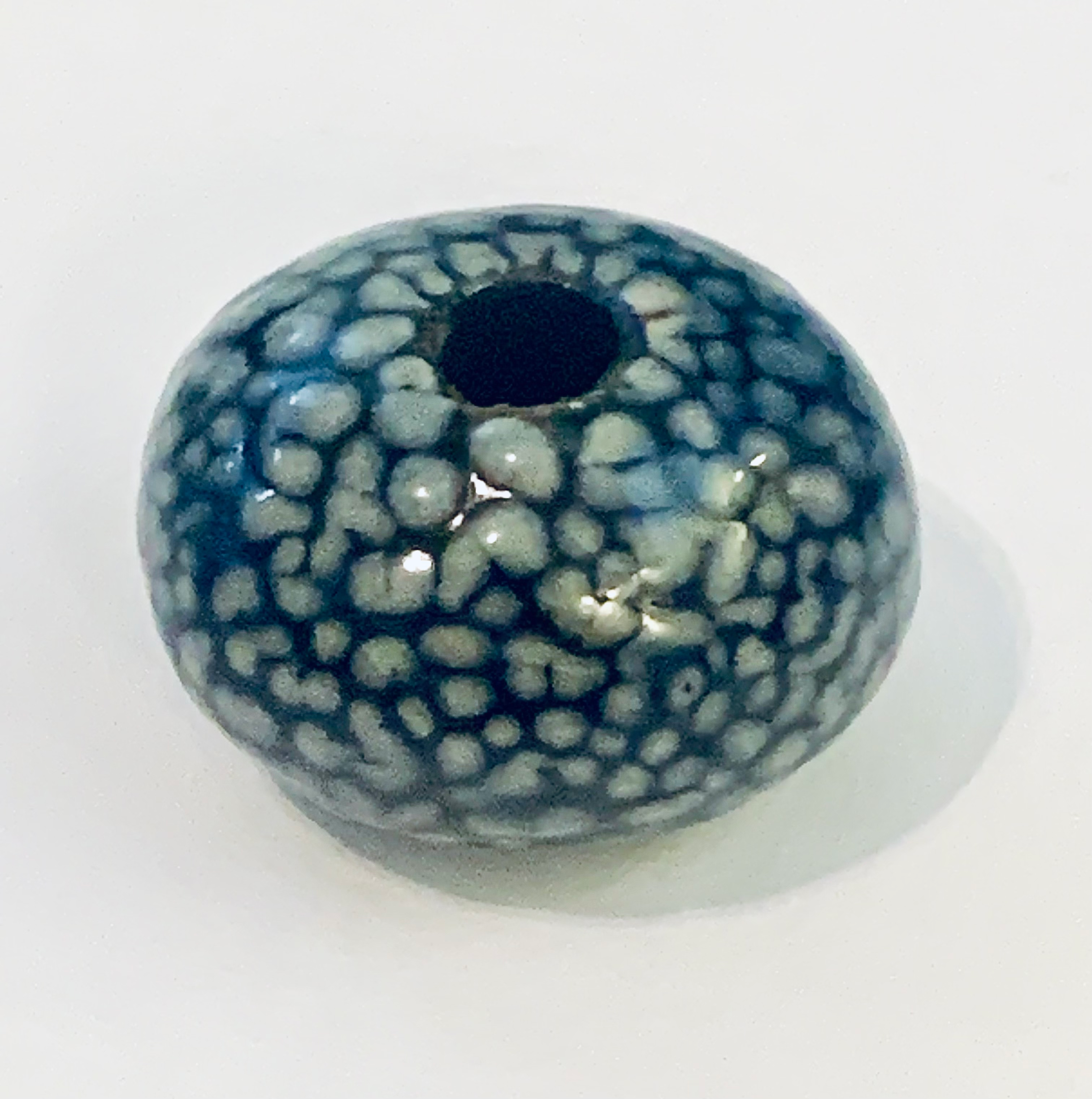 Ceramic Handmade Bead - Navy - White - Grey