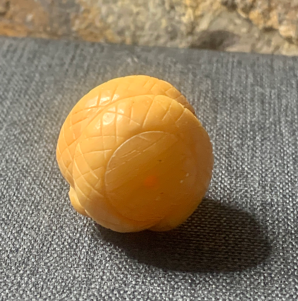 Thumbnail: Anique Carved Bone Bead - Chinese Zodiac - Snake