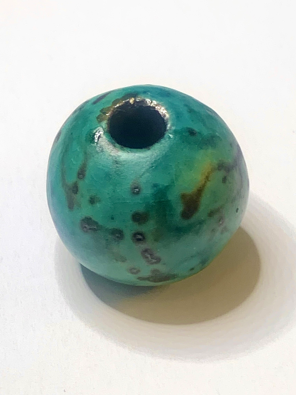 Thumbnail: Ceramic Handmade Bead - Turquoise -Blue-Black 