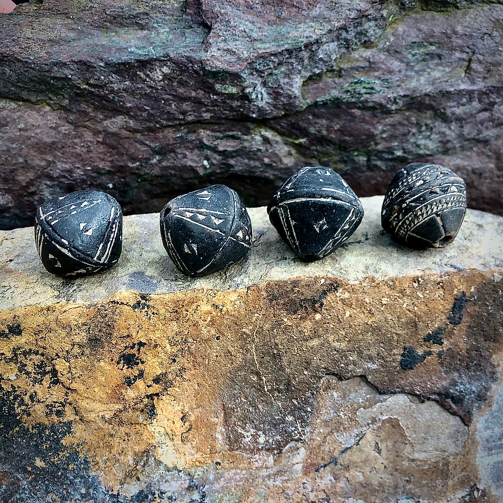 Thumbnail: Antique ‘Spindle Whorl’ African clay trade beads ( 14  count )