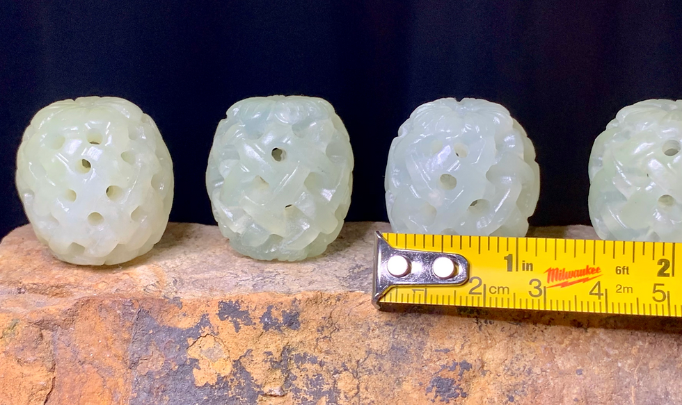 Thumbnail: Hand carved Sepentene Bead 32mm.