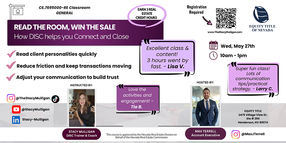 3 CE CREDITS - Read the Room, Win the Sale - How DISC helps you Connect and Close