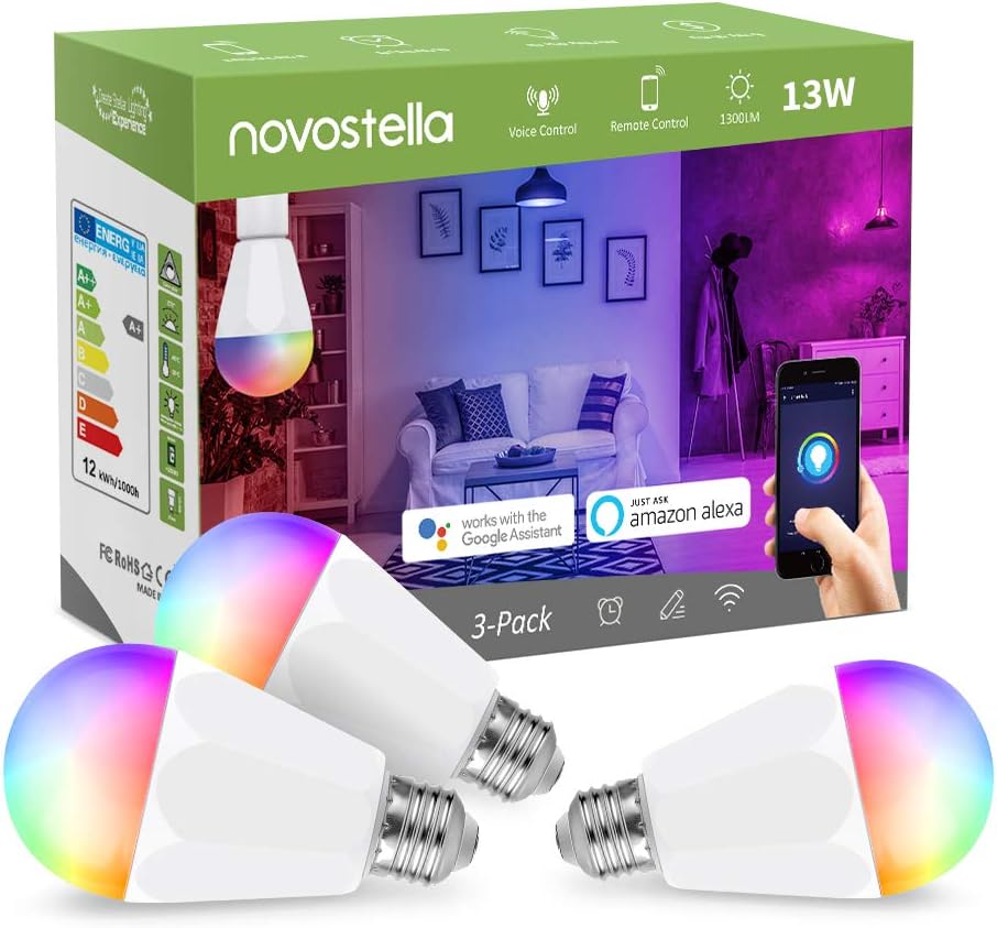Novostella Smart WiFi LED Bulbs A19 E26 - Set of 3