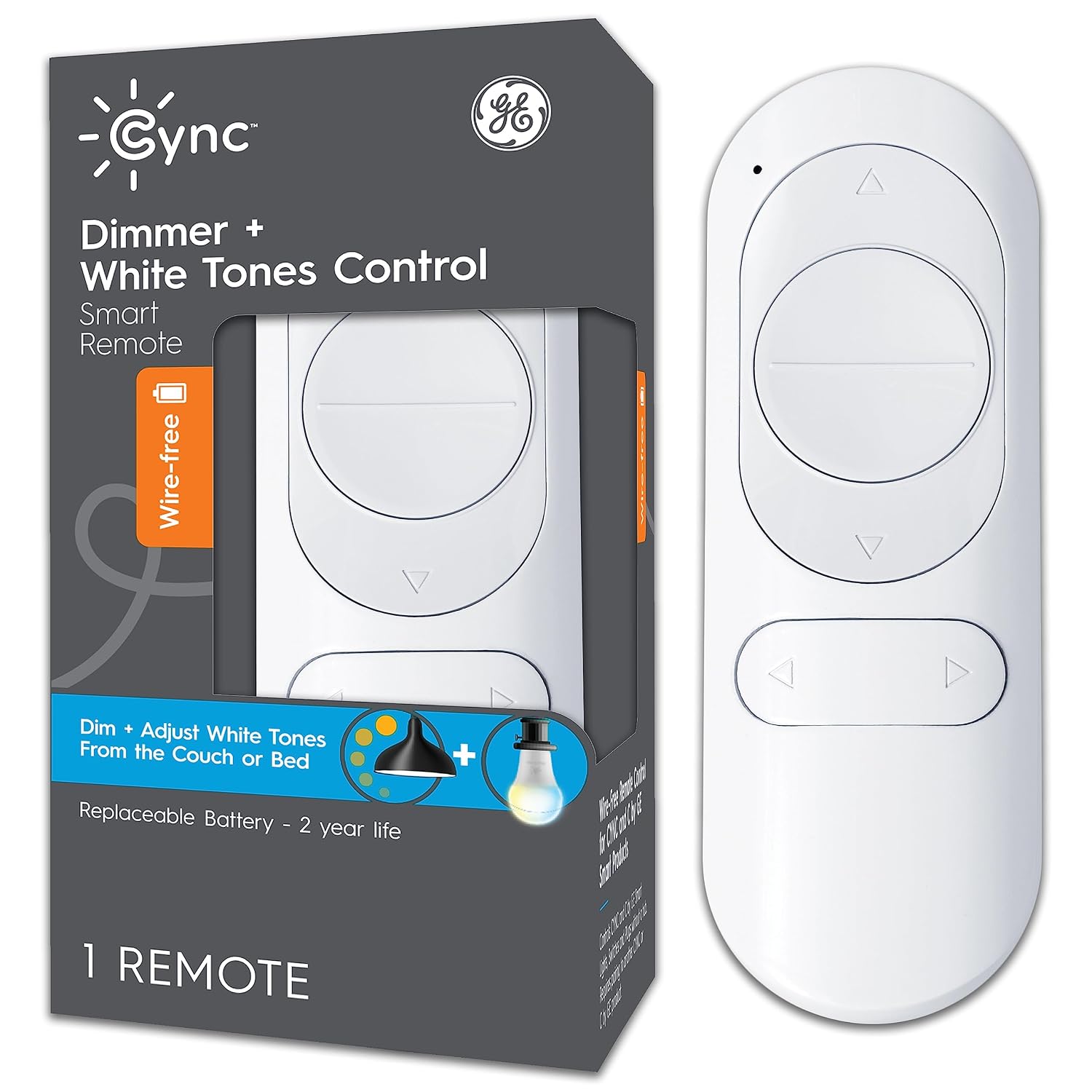 GE CYNC Smart Remote - Wire-Free Bluetooth Remote for White Tone Bulbs