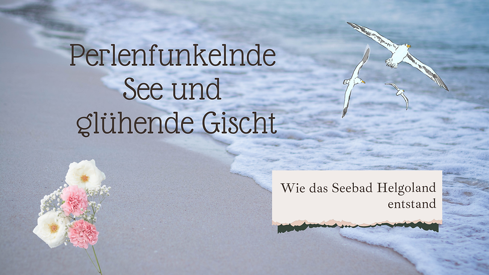 Strand, See, Blume, Möwen, Text