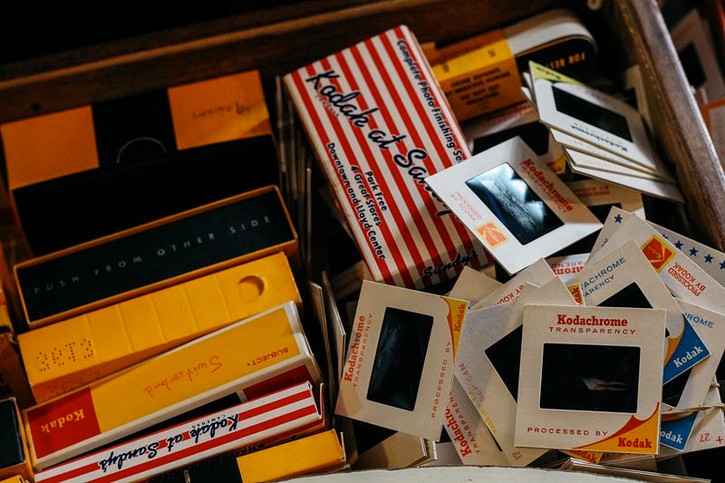 A pile of old Kodachrome slides