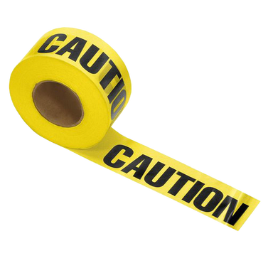 Caution tape designed for safety, featuring a striking yellow background and clear black warning text.