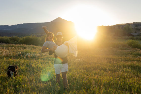 Surprise proposal on the golf course in Big Sky Montana