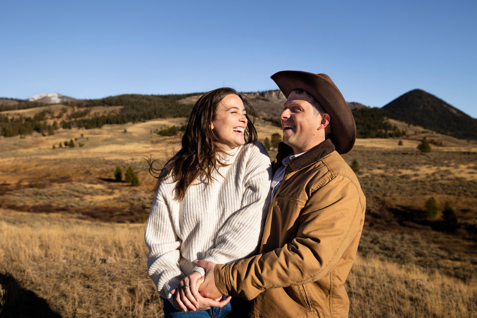 Western style Big Sky engagement photos