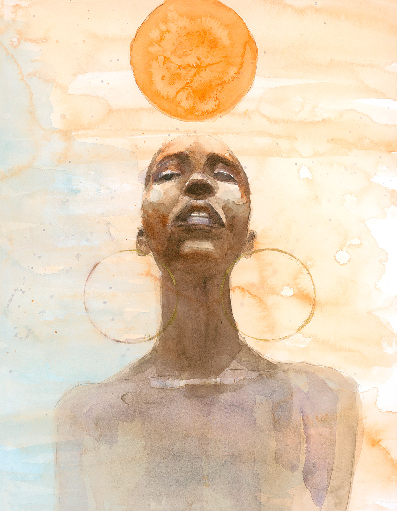 Orange Moon 12x16 watercolor