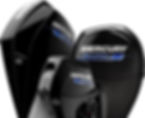 Three Mercury Marine Seapro outboard engines are displayed against a white background. They are black with blue and white branding text.