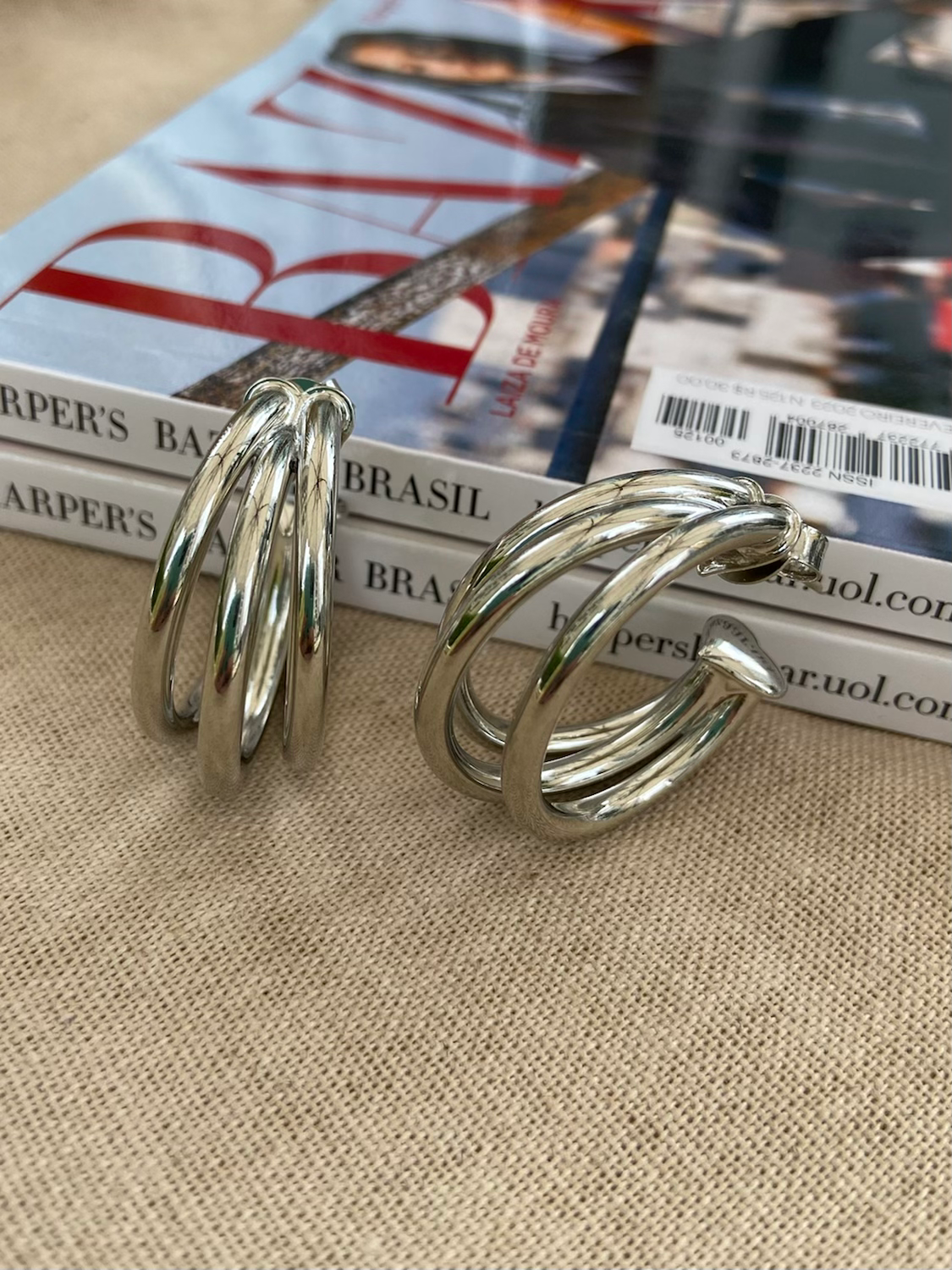 Argola Tripla Banho de Ródio