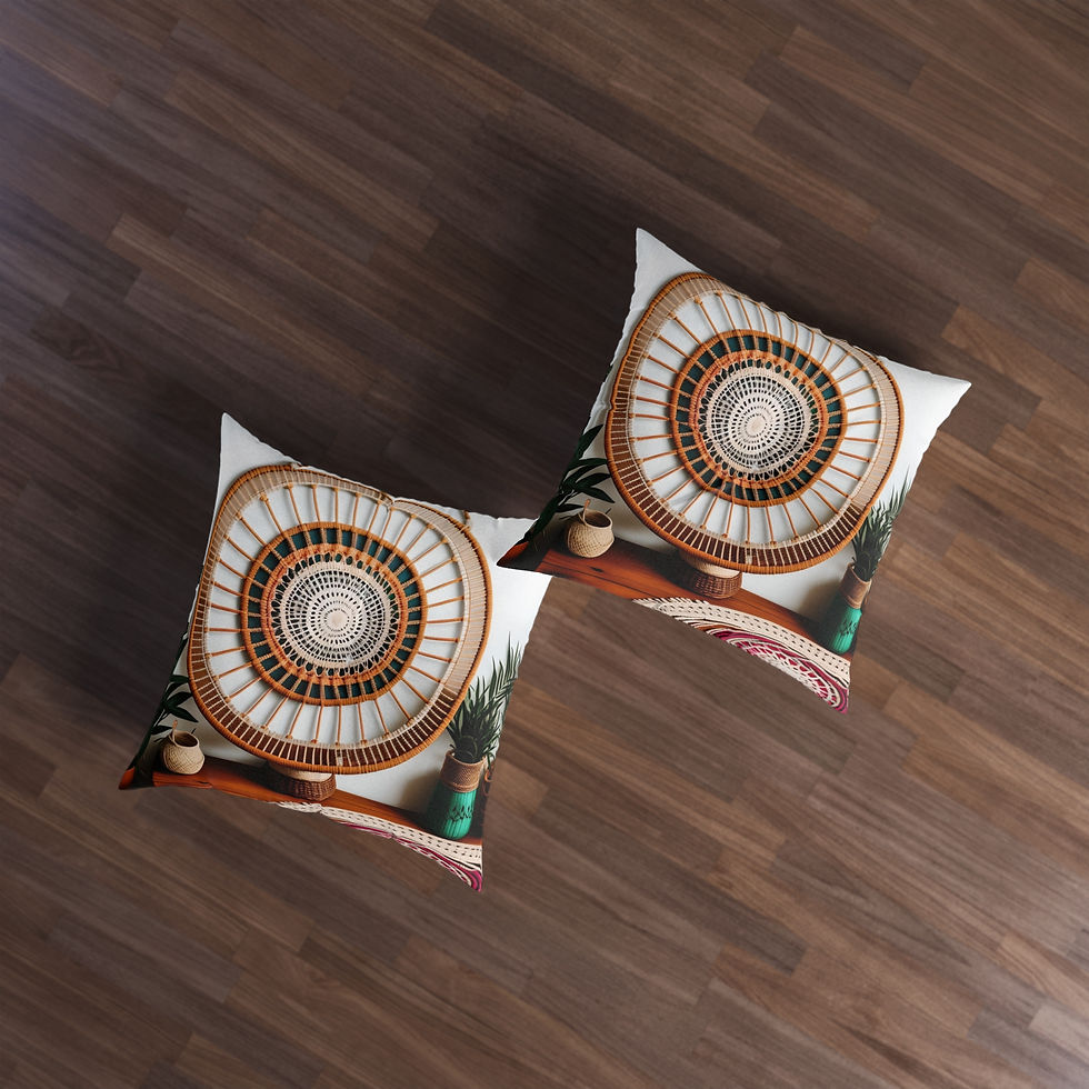 Thumbnail: Decorative Tufted Floor Pillow - Boho Chic Home Accent