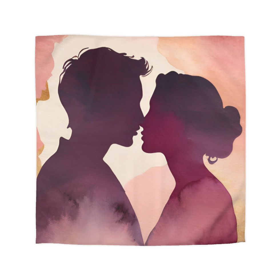 Thumbnail: Romantic Microfiber Duvet Cover | Silhouette Design for Couples
