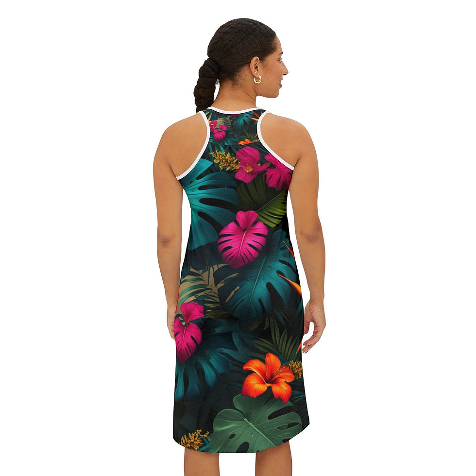 Thumbnail: Floral Racerback Dress - Bohemian Summer Style,Casual Beachwear, Vacation Outfit