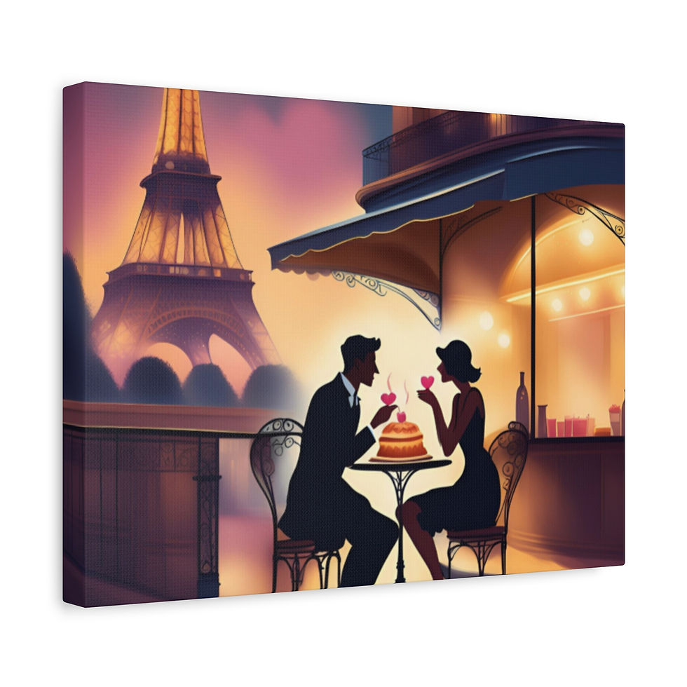 Thumbnail: Romantic Paris Canvas Art - Elegant Couples Artwork for Home Decor