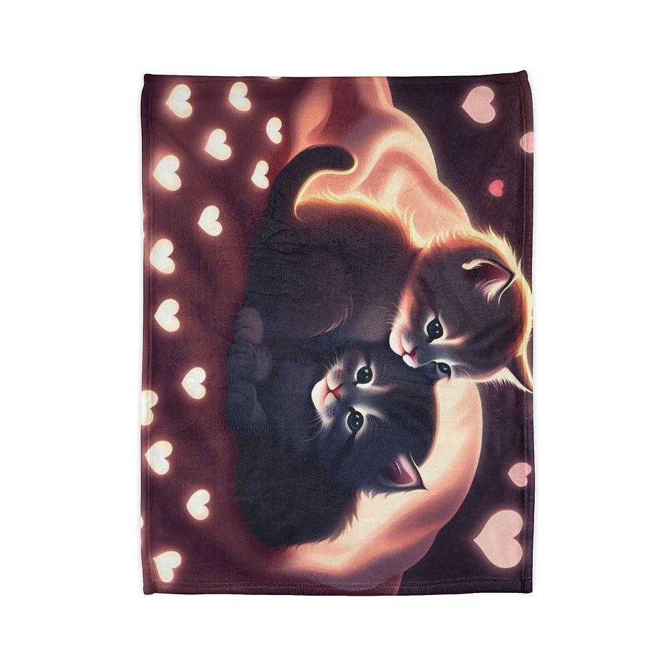 Thumbnail: Cuddly Cat Love Soft Polyester Blanket - Warm Snuggles for Cat Lovers