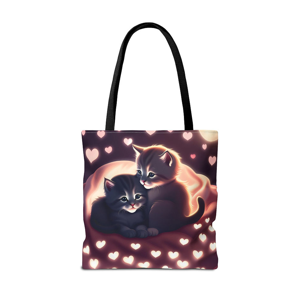 Thumbnail: Adorable Cat Lovers Tote Bag with Heart Design