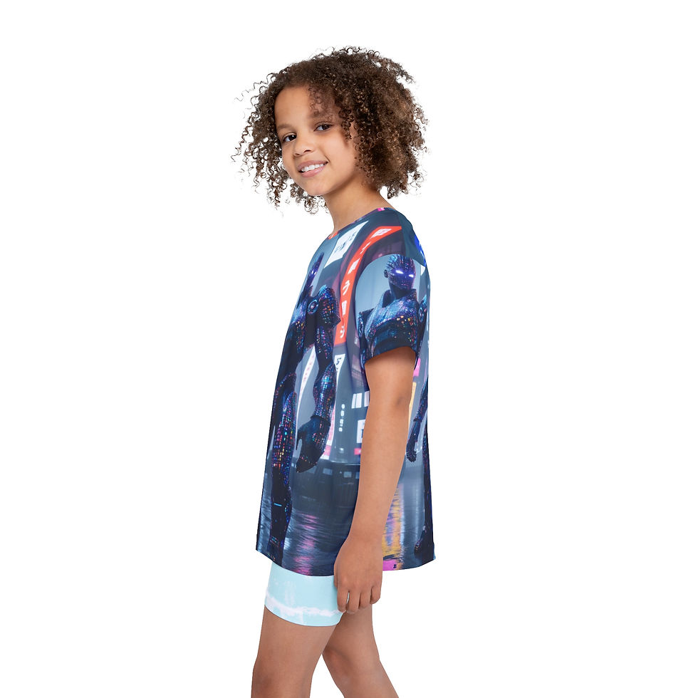 Thumbnail: Kids Sports Jersey - Futuristic Robot Design, Perfect for Action Lovers  